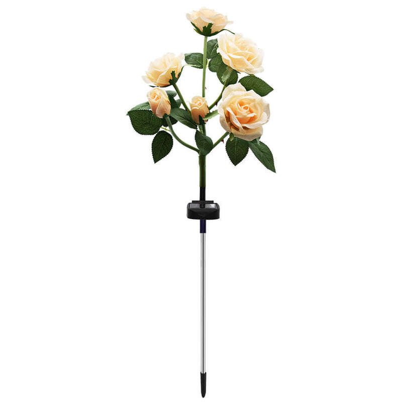 Solar Simple Silk Rose LED Outdoor Lawn Decorative Ground Plug Light