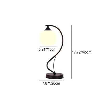 Moderne einfache Blumen-Glaslampe mit gebogenem Eisenfuß, 1-Licht-Tischlampe 