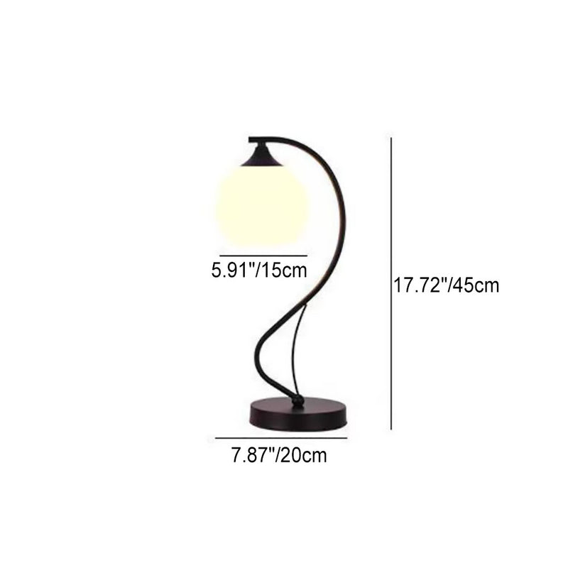Moderne einfache Blumen-Glaslampe mit gebogenem Eisenfuß, 1-Licht-Tischlampe 