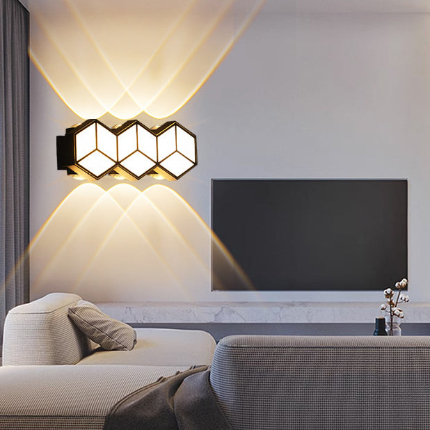 Lámpara de Aplique de Pared LED de Lozange de Acrílico de Aluminio Impermeable Tradicional Europea para Patio Exterior 