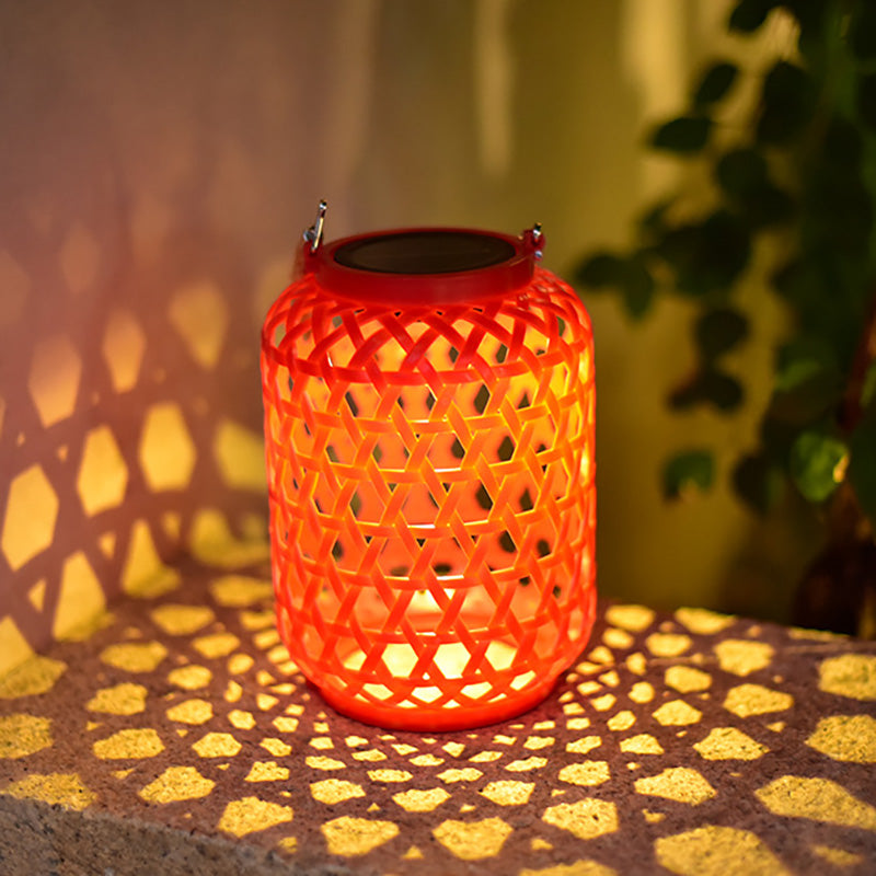 Lanterne solaire étanche créative contemporaine en plastique tissé LED portable pour lumière extérieure de jardin 