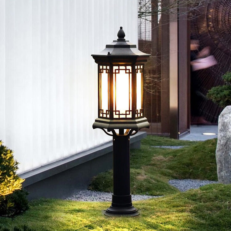 Luz de jardín para exteriores LED de cilindro de vidrio de aluminio solar impermeable tradicional china 