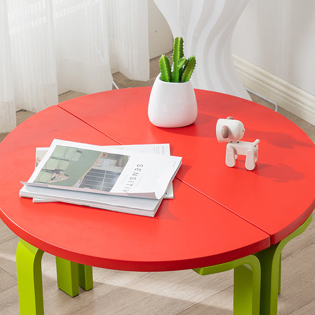 Contemporary Creative Half Round Multi-Layer Wood Panel Coffee Table For Living Room