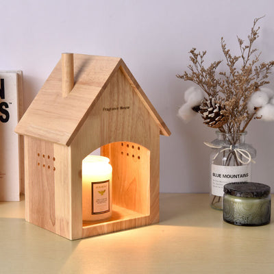 Nordische, minimalistische, sechseckige Tischlampe aus schmelzendem Wachs mit 1 Leuchte aus Holz