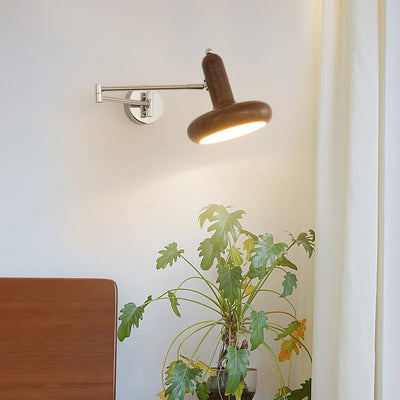 Applique murale contemporaine scandinave en fer métallique rond hémisphérique à bras réglable 1 lumière pour chevet 