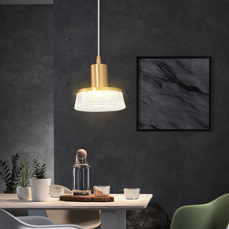 Modern Luxury All-Copper Glass Cylinder Spherical Diamond LED Pendant Light