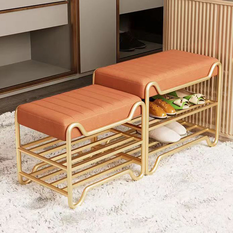 Modern Luxury Upholstered Rectangular Synthetic Fabric Sponge Portable Footstool Backless Armless For Entryways