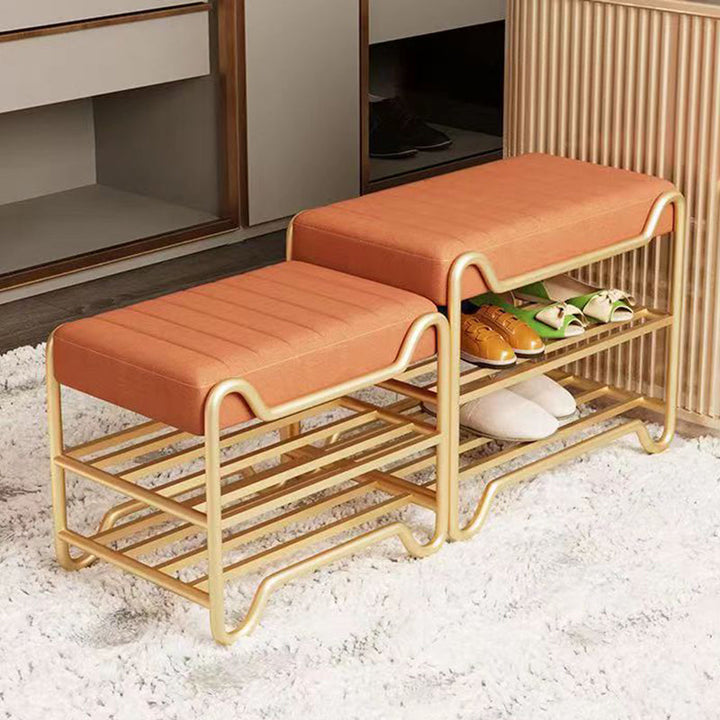 Modern Luxury Upholstered Rectangular Synthetic Fabric Sponge Portable Footstool Backless Armless For Entryways
