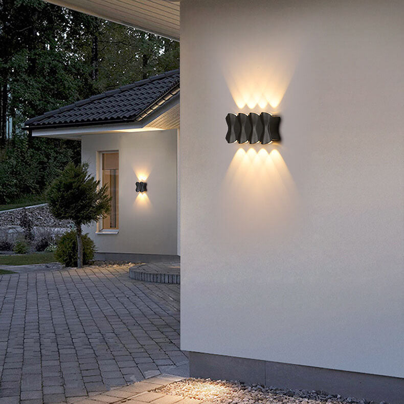 Moderne Schlichtheit Rechteck Welle Aluminium LED Außenwandleuchte Lampe Für Außenbereich Patio 