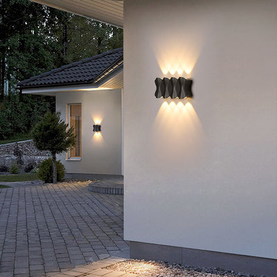 Lámpara Aplique de Pared Exterior LED de Aluminio en Forma de Onda Rectangular de Simplicidad Moderna para Patio Exterior 