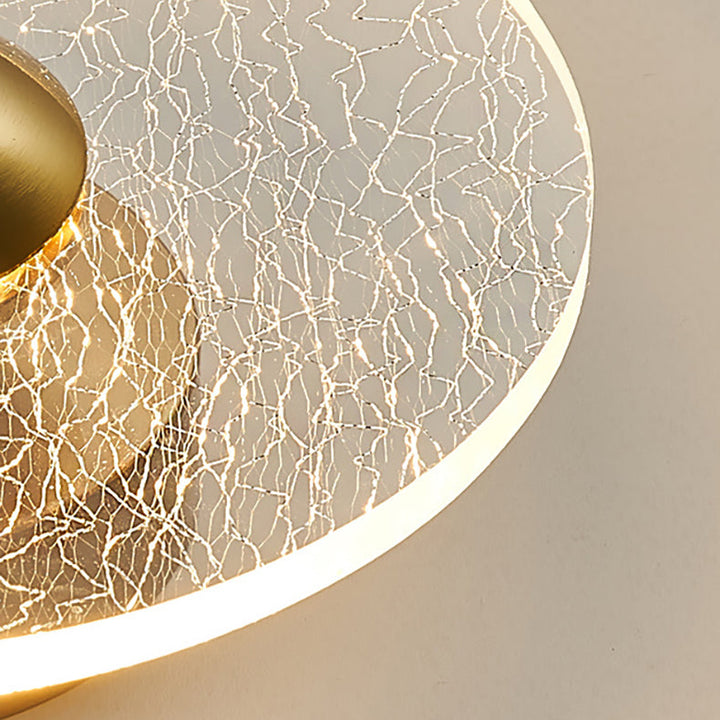 Lustre semi-encastré LED en acrylique à motif géométrique circulaire vertical de luxe contemporain pour salon 