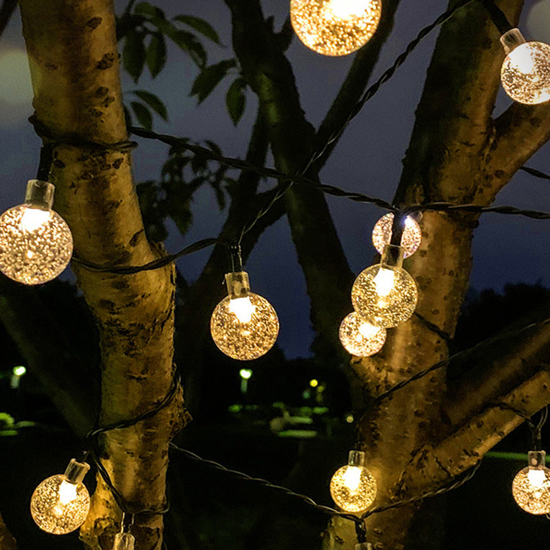 Lumières de guirlande LED modernes Art Déco étanches en PVC solaire en caoutchouc acrylique boule de neige abeille boule de cristal goutte d&