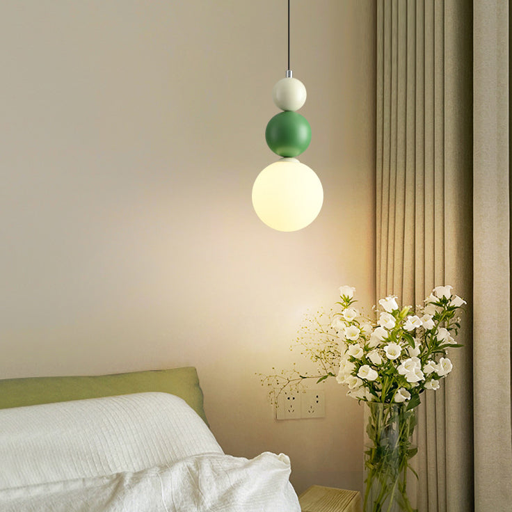 Zeitgenössische kreative Kugel Hardware Glas 1-Licht Pendelleuchte für Schlafzimmer 