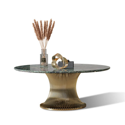 Ensemble de tables basses rondes contemporaines en marbre et acier inoxydable pour salon 