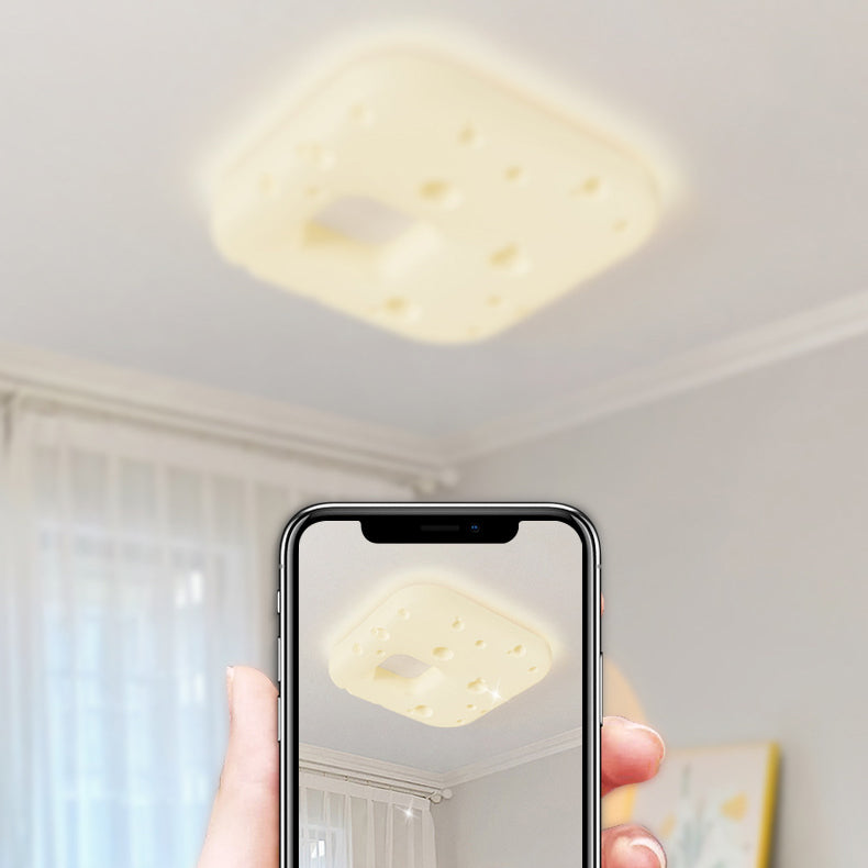 Design contemporain de biscuits à la crème nordique carré PE abat-jour LED plafonnier pour salon 