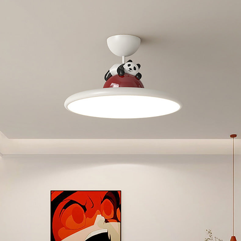 Plafonnier semi-encastré en fer acrylique LED Panda éléphant créatif contemporain pour chambre à coucher 