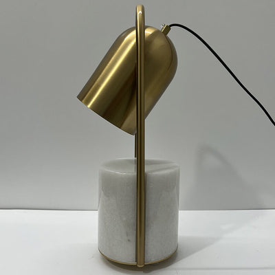 Lámpara de mesa de 1 luz con hardware de anillo cilíndrico de lujo nórdico y columna de mármol 