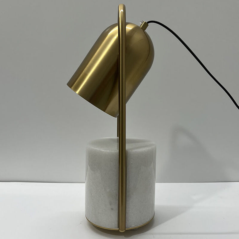 Lámpara de mesa de 1 luz con hardware de anillo cilíndrico de lujo nórdico y columna de mármol 