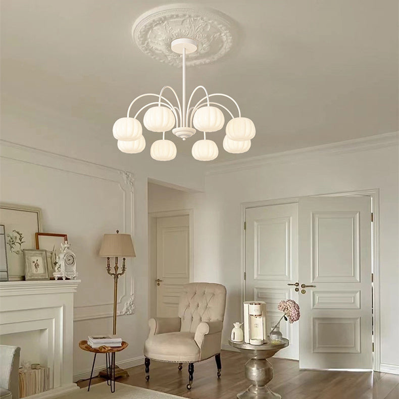 Tige courbée branche créative contemporaine citrouille PE fer lustre 5/6/8 lumières pour salon 