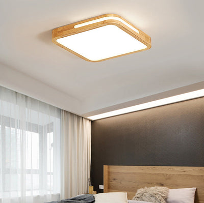 Moderne unbedeutende quadratische hölzerne Acryl-LED-Unterputz-Deckenleuchte für Schlafzimmer 
