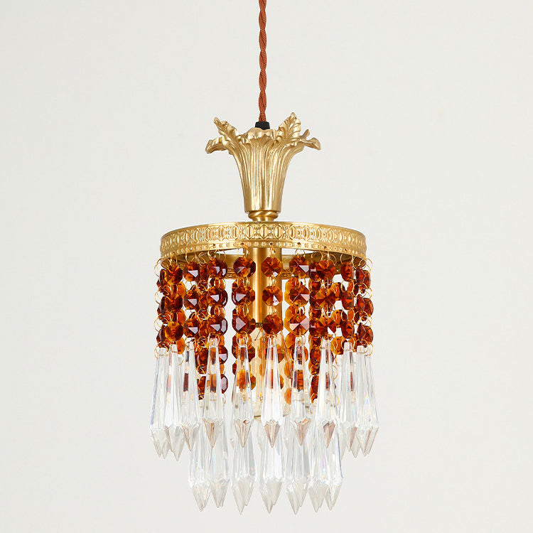 Carillon éolien rond vintage traditionnel en laiton avec cristal à 1 lumière pour salon 