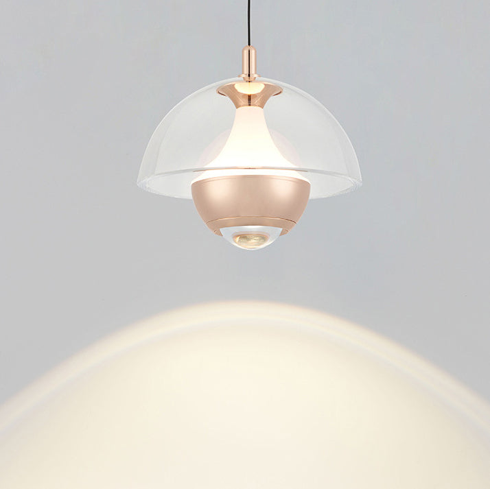 Moderne Einfachheit Hemisphäre Liftable Aluminium Acryl LED Pendelleuchte für Esszimmer 