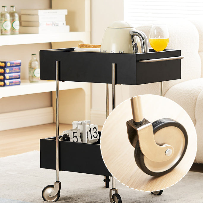 Modern Eclectic Rectangular Stainless Steel End Table 2-Tier For Living Room