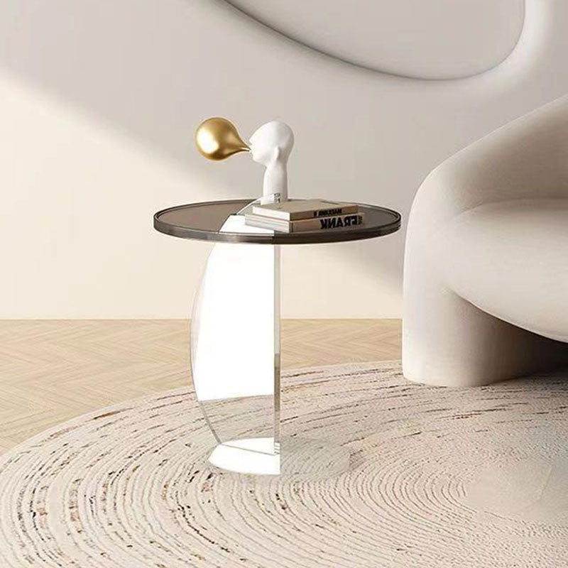 Table basse ronde semi-circulaire minimaliste moderne en plastique pour salon 