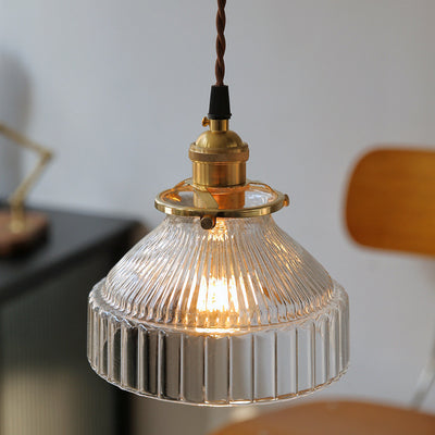Contemporary Nordic Brass Glass Round Shape 1-Light Pendant Light For Living Room