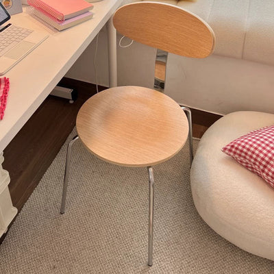 Chaise de salle à manger contemporaine en bois nordique en acier inoxydable avec dossier rond pour salle à manger 