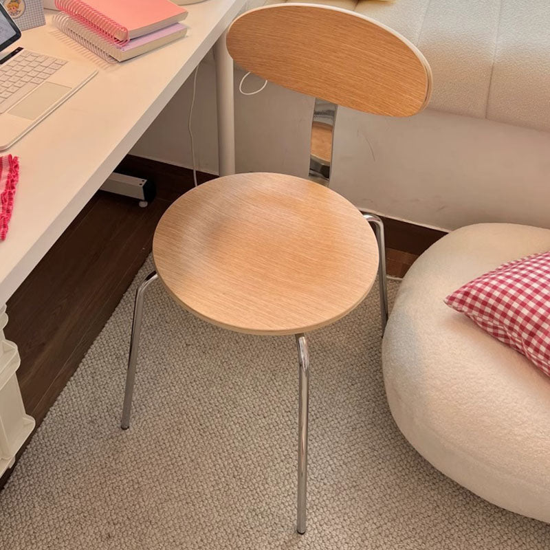 Chaise de salle à manger contemporaine en bois nordique en acier inoxydable avec dossier rond pour salle à manger 