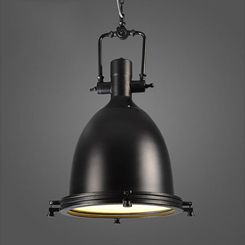 Suspension lumineuse contemporaine industrielle polonaise en fer avec abat-jour semi-circulaire à 1 lumière pour salle à manger 