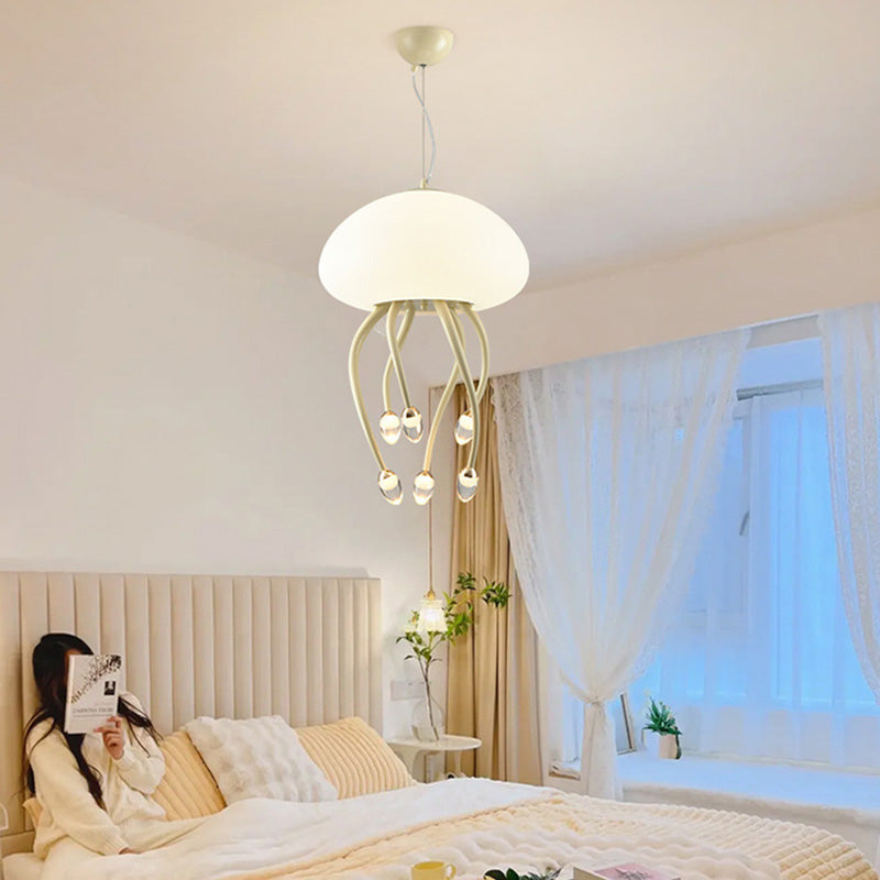 Zeitgenössische nordische Quallen Eisen Acryl LED Kronleuchter für Schlafzimmer 