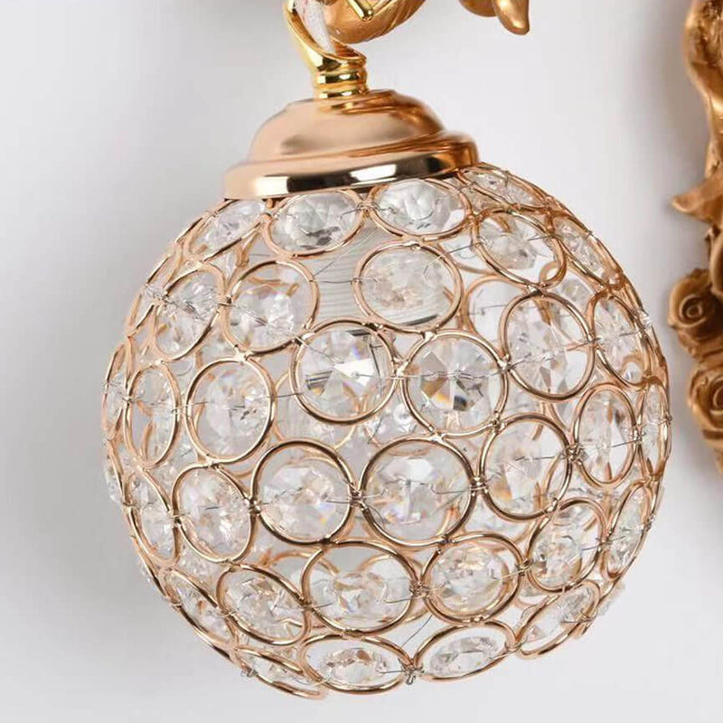 European Modern Luxury Angel Resin Crystal 1-Light Wall Sconce Lamp
