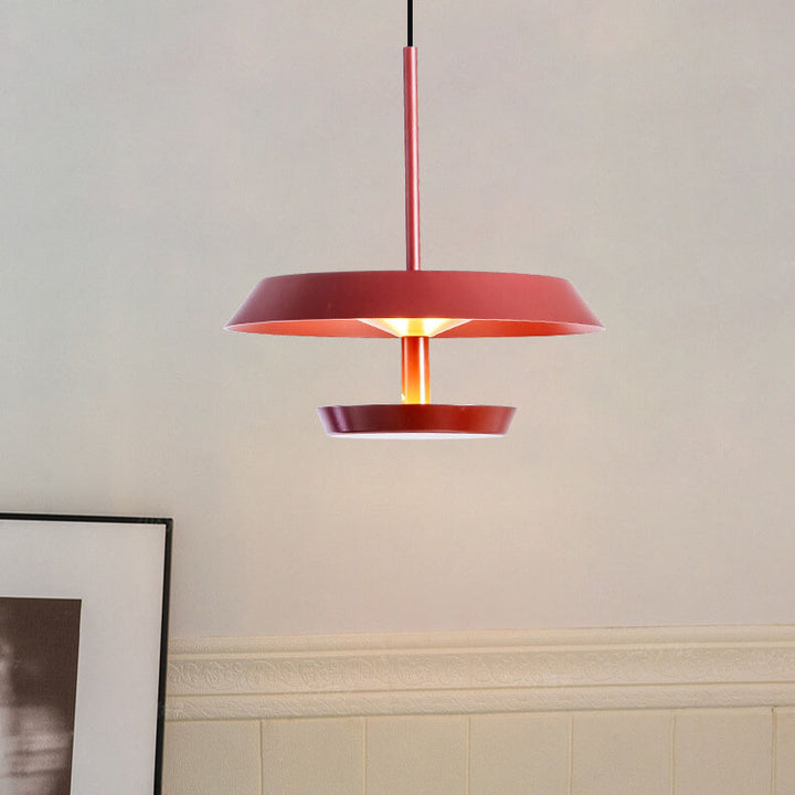 Moderne minimalistische runde fliegende Untertasse aus Aluminium und Acryl LED-Pendelleuchte für das Wohnzimmer 