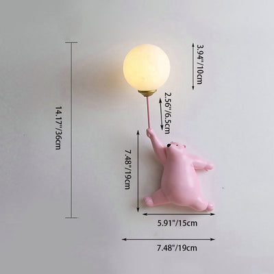 Zeitgenössische kreative Bärenharzglas 1-Licht-Wandleuchte für das Schlafzimmer 
