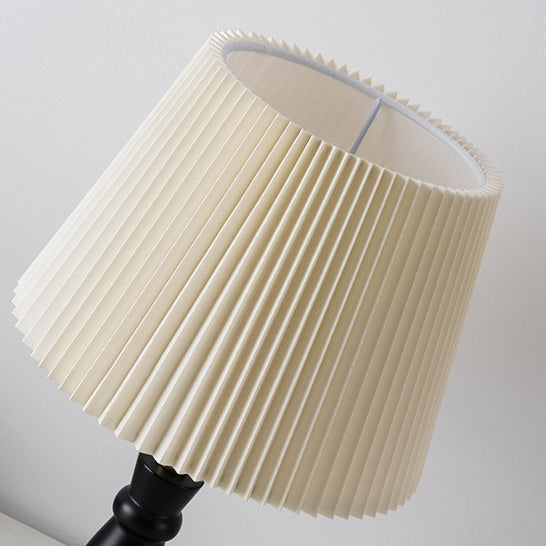 Zeitgenössische Vintage gestreifte Klapp Lampenschirm Metall Massivholz Stoff 1-Licht Tischlampe für Schlafzimmer 