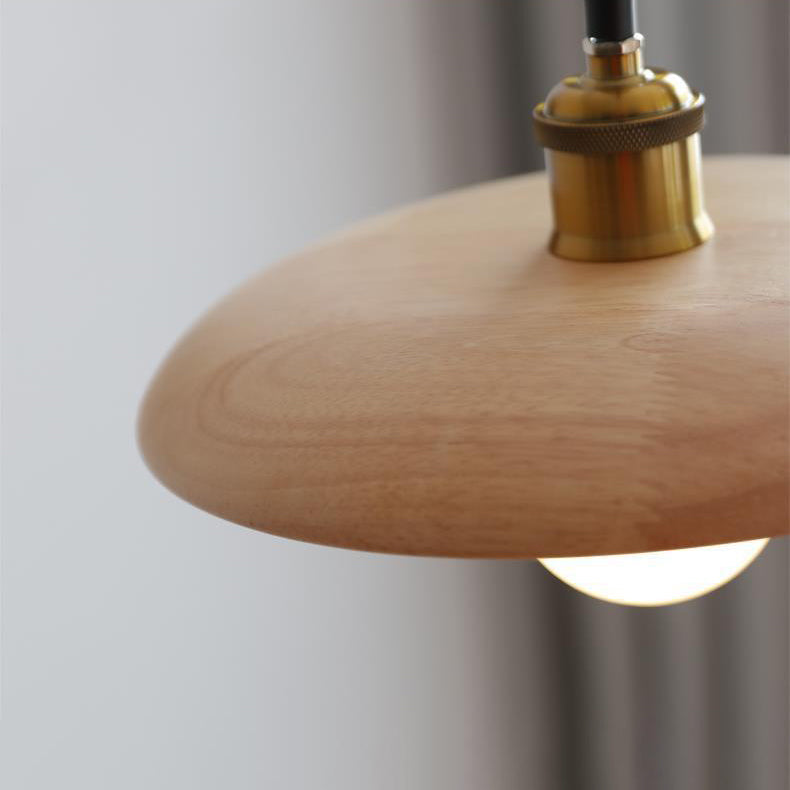 Lámpara Colgante de 1 Luz de Madera Original con Disco Metálico Japonés Tradicional para Sala de Estar 