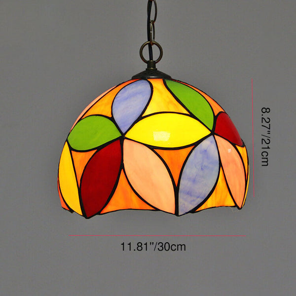 Traditional Tiffany Round Dome Baroque Stained Glass 1-Light Pendant Light For Bedroom