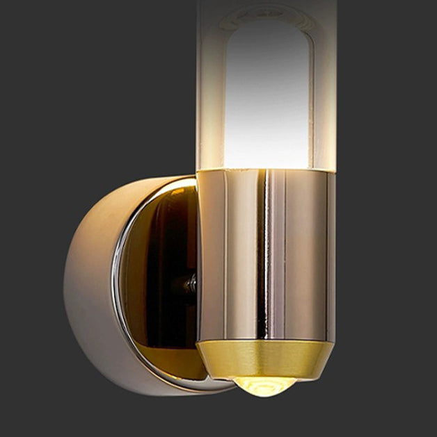 Applique murale à LED avec lentille optique en fer, aluminium, acrylique cylindrique scandinave contemporaine pour chambre à coucher 