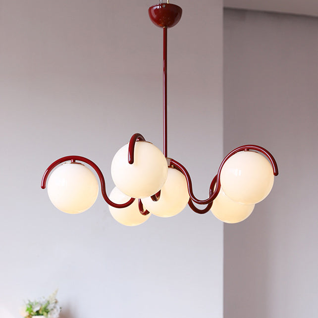 Lustre moderne minimaliste en verre et fer à 6 lumières pour salon 