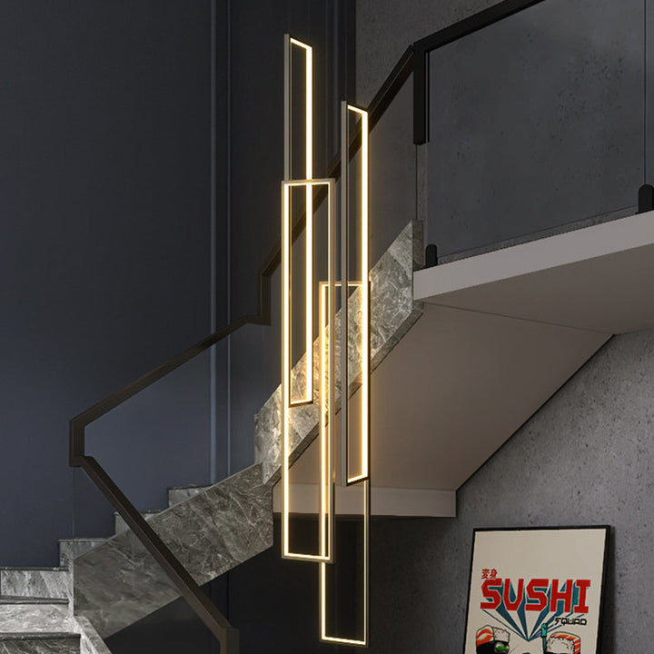 Plafonnier LED moderne minimaliste en fer, aluminium et silice rectangulaire pour escalier 
