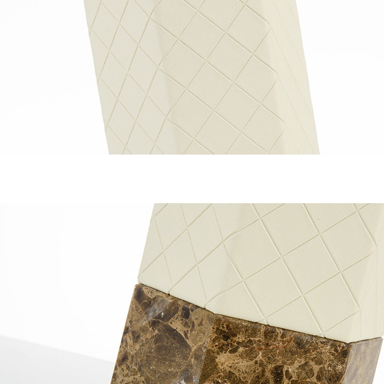 Lámpara de mesa de 1 luz de tela de cuero de mármol redondo de columna hexagonal minimalista moderna para dormitorio 