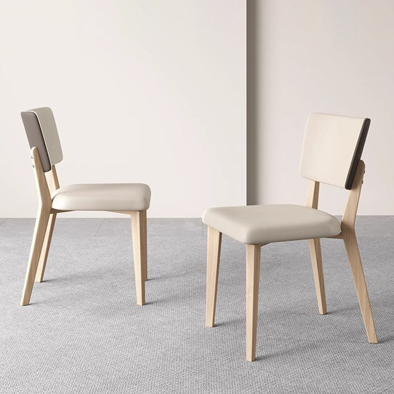 Contemporary Nordic Square PU Leather Ash Wood Frame Dining Chair Backrest For Dining Room