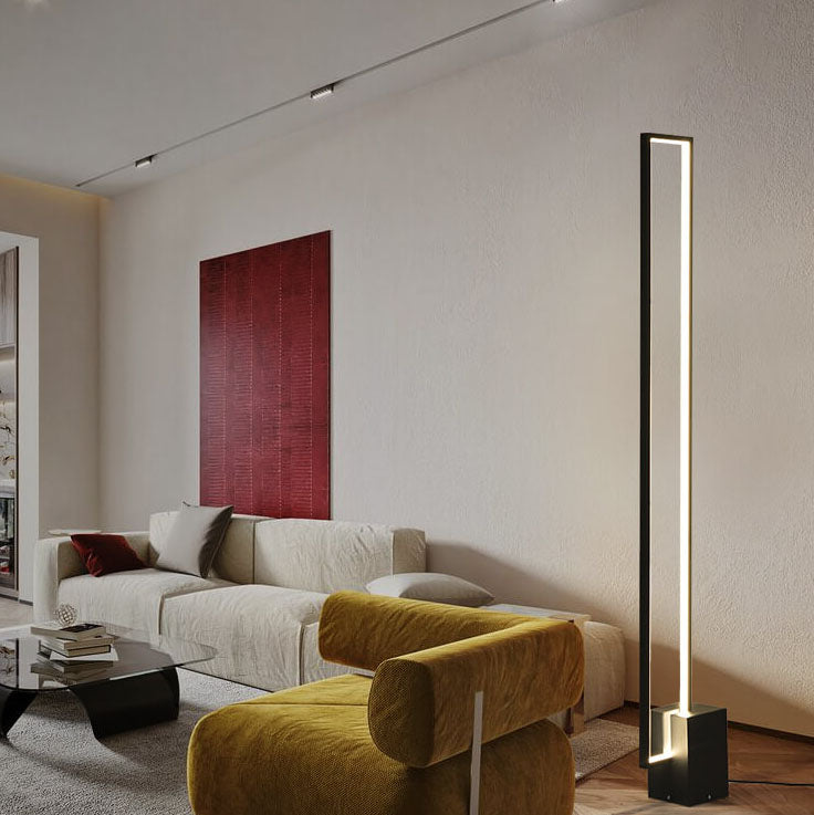 Nordic Minimalist Iron Frame Aluminum Rectangle LED Standing Floor Lamp