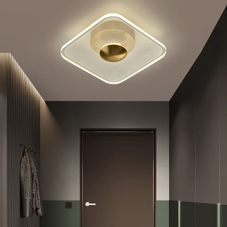 Luz de techo LED semi-empotrada moderna minimalista redonda cuadrada de flores de acrílico y metal para dormitorio 