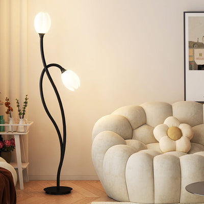 Modern Minimalist Wrought Iron Arc 2-Light Standing Floor Lamp