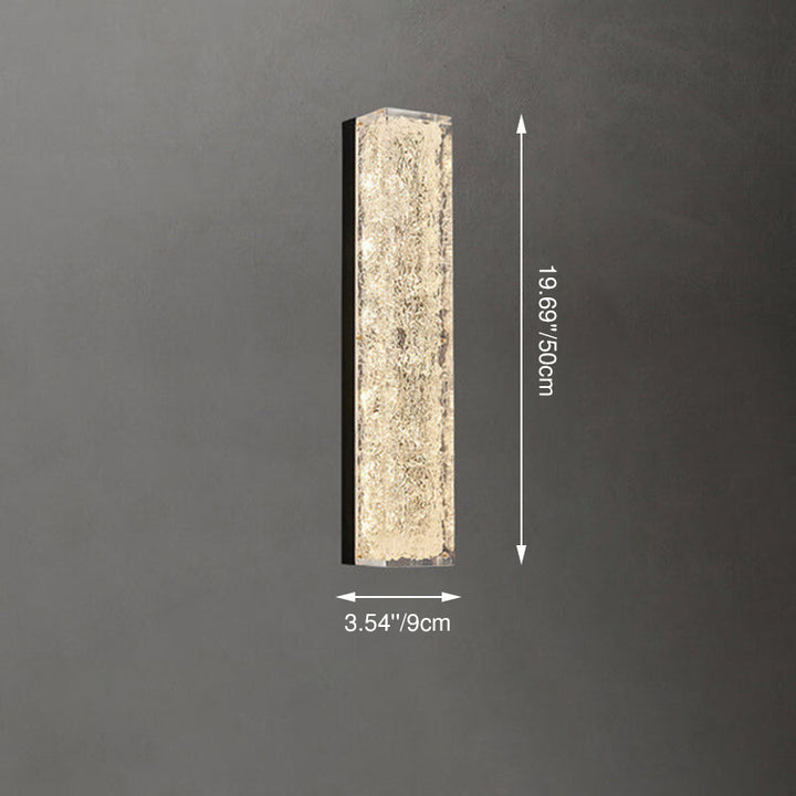 Modern Luxury Brass Clear Resin Rectangular LED Wall Sconce Lamp For Bedroom