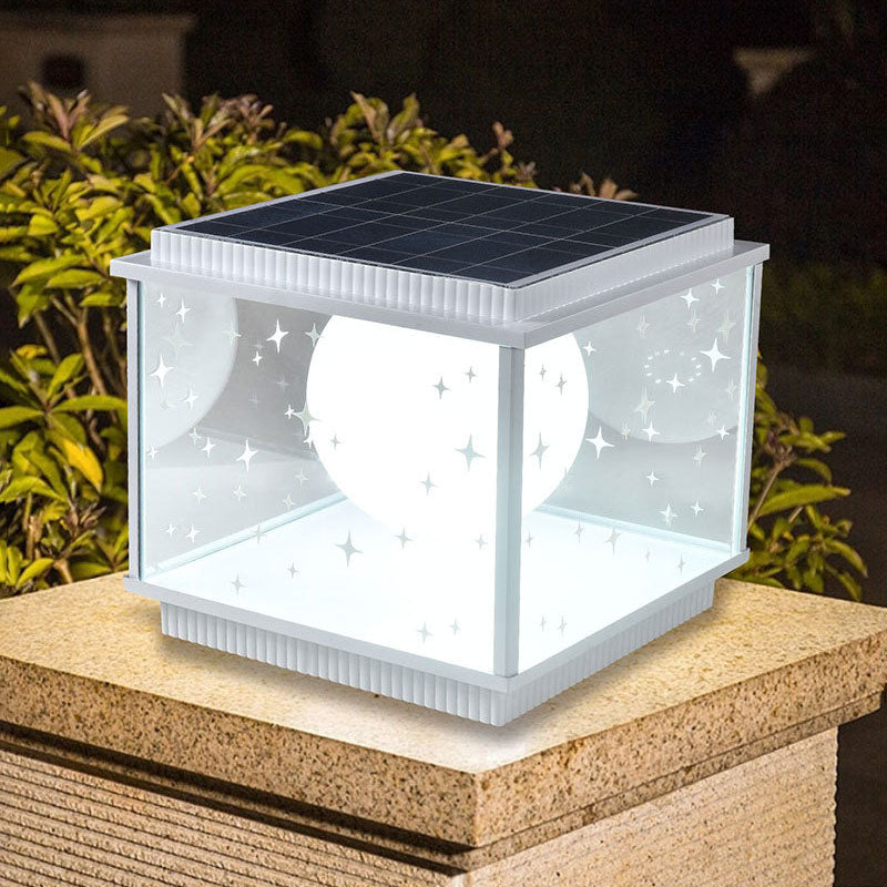 Moderne Schlichtheit Aluminiumlegierung Glas Quadratische Kugel LED Außenlandschaftsleuchte für den Garten 