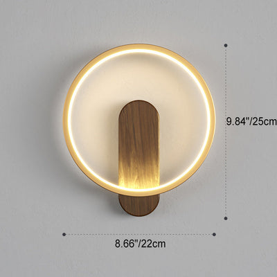 Moderne minimalistische runde ovale Holzmaserung Eisen LED Wandleuchte Lampe für Wohnzimmer 